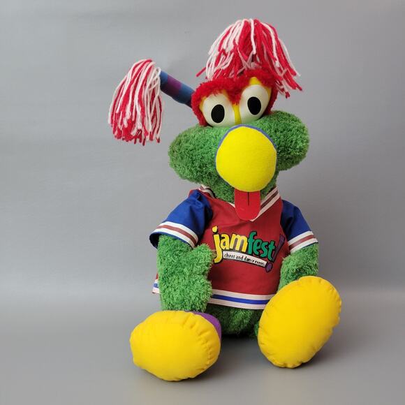 Vtg Jammy Jamfest Cheer & Dance Plush Green Monster Mascot Toy 22" - Picture 1 of 10